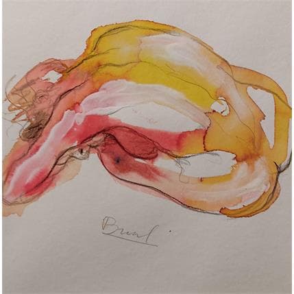 Peinture méline regroupée au sol par Brunel Sébastien | Tableau Figuratif Aquarelle Nu