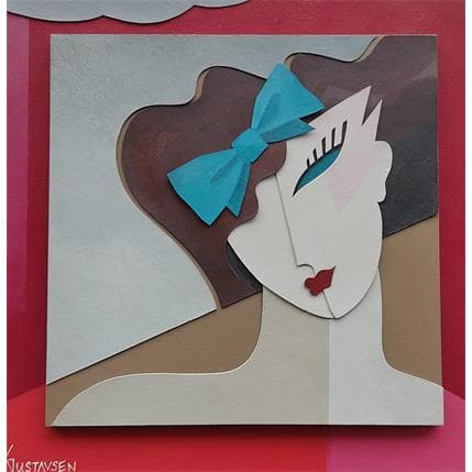 Peinture Pretty Girl par Gustavsen Karl | Tableau Figuratif Bois, Carton, Collage Portraits