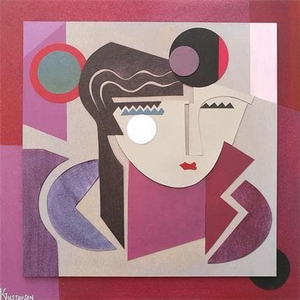 Peinture Mademoiselle Cubiste par Gustavsen Karl | Tableau Figuratif Bois, Carton, Collage Portraits