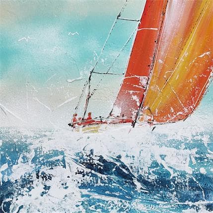 Peinture Voile rouge par Ortis-Bommarito Nicole | Tableau Figuratif Acrylique Marine