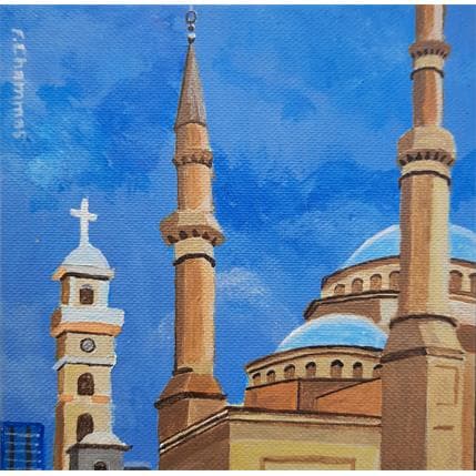 Peinture Mohamad Amine Mosque Beirut 2020 par Chammas Fady | Tableau Figuratif Aquarelle Urbain