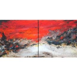 Peinture Untitled b Diptyque 1/2 par Naen | Tableau Abstrait Acrylique minimaliste