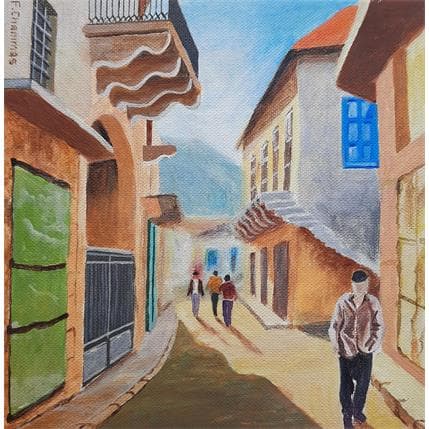 Peinture Childhood Path par Chammas Fady | Tableau Figuratif Aquarelle Urbain