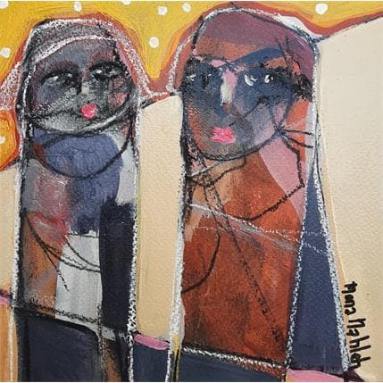 Painting Gossip by Nahleh Mona | Painting Figurative Acrylic Portrait
