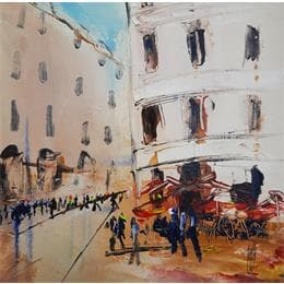 Painting Parasol rouge by Raffin Christian | Painting Figurative Acrylic, Oil Life style