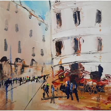 Peinture Parasol rouge par Raffin Christian | Tableau Figuratif Acrylique, Huile scènes de vie