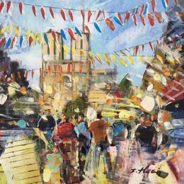Peinture Rendez-vous à Paris - Notre-Dame par Frédéric Thiery | Tableau Figuratif Acrylique Paysages