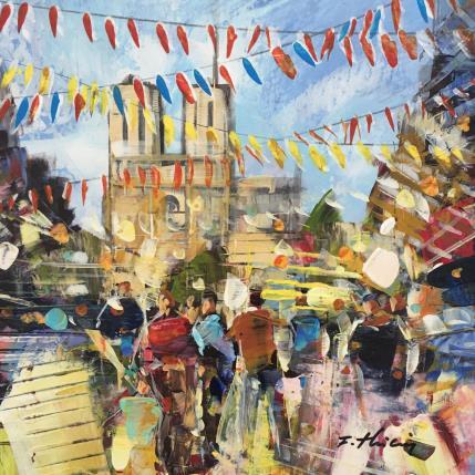 Peinture Rendez-vous à Paris - Notre-Dame par Frédéric Thiery | Tableau Figuratif Acrylique Paysages