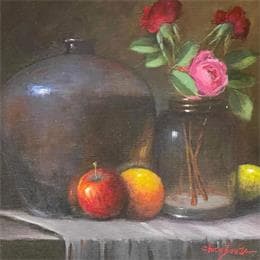 Pintura começando o dia por Chico Souza | Pintura Figurative Oil Still-life