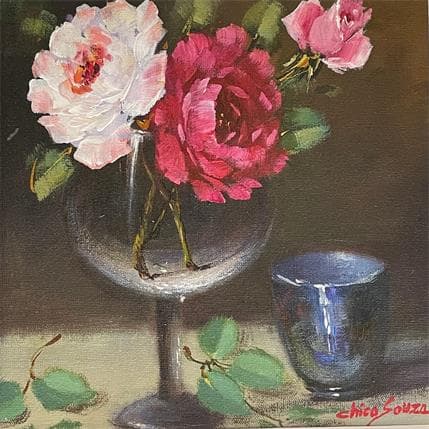 Peinture arranjo de mesa par Chico Souza | Tableau Figuratif Huile Natures mortes
