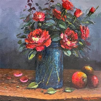 Peinture composição par Chico Souza | Tableau Figuratif Huile Natures mortes