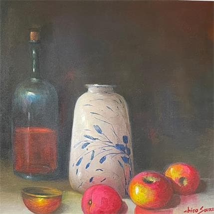 Peinture vaso pintado par Chico Souza | Tableau Figuratif Huile Natures mortes