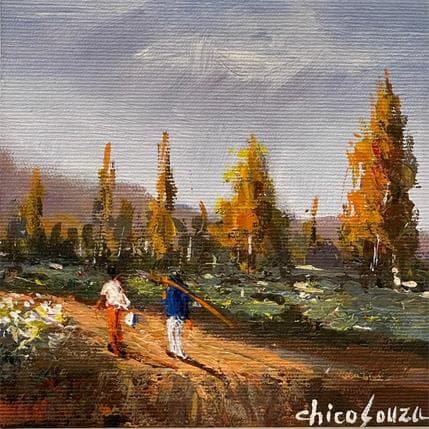 Peinture final de tarde par Chico Souza | Tableau Figuratif Huile Natures mortes
