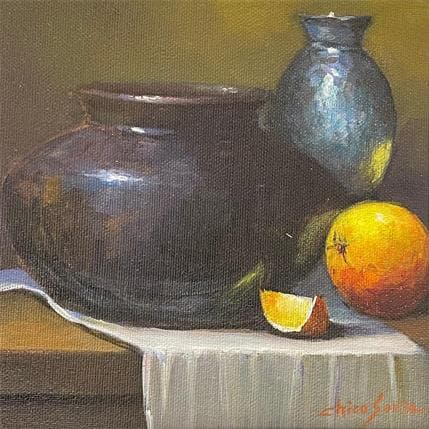 Peinture orange and silver par Chico Souza | Tableau Figuratif Huile Natures mortes