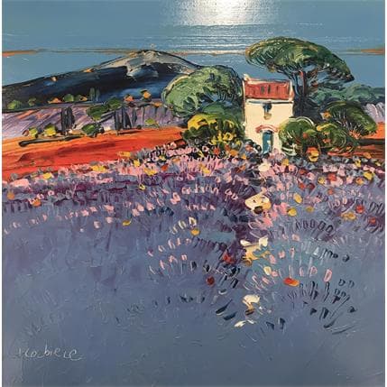 Peinture Chemin du Cabanon; Mont Ventoux par Corbière Liisa | Tableau Figuratif Huile Paysages