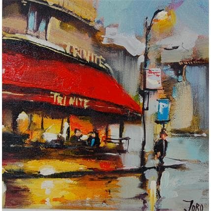 Peinture Brasserie in Paris par Joro | Tableau Figuratif Huile Urbain