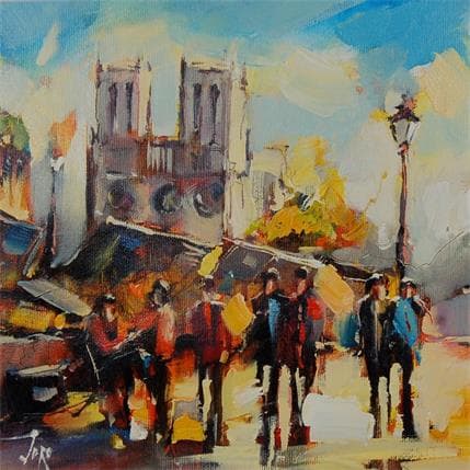 Peinture 9 - bouquinistes in Paris par Joro | Tableau Figuratif Huile Urbain