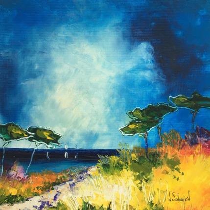 Peinture Sentier en Méditerranée par Sabourin Nathalie | Tableau Figuratif Huile Paysages