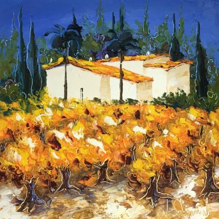 Peinture VIGNOBLE DE SAINT TROPEZ par Sabourin Nathalie | Tableau Figuratif Huile Paysages