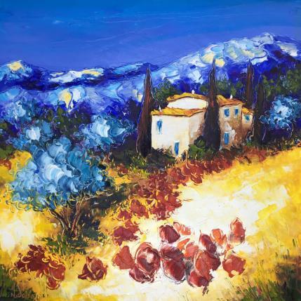 Peinture LES OLIVIERS AUX COQUELIOTS par Sabourin Nathalie | Tableau Figuratif Huile Paysages