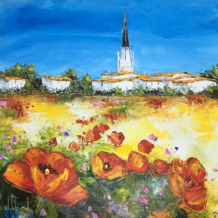 Peinture Ars-en-ré et coquelicots par Sabourin Nathalie | Tableau Figuratif Huile Paysages