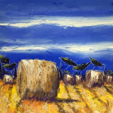 Peinture Les ballots sous un ciel lavande par Sabourin Nathalie | Tableau Figuratif Huile Paysages