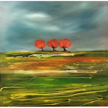 Peinture RED TREES par Shahine | Tableau Figuratif Huile Paysages