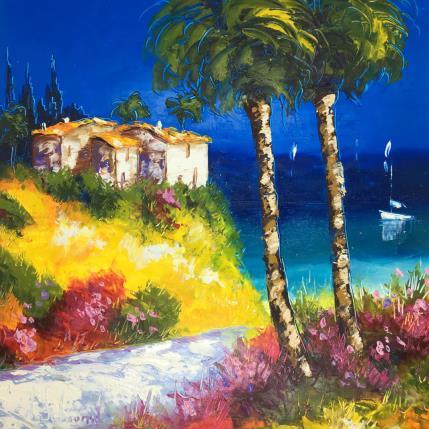 Peinture DOUX REVE MEDITERRANEEN par Sabourin Nathalie | Tableau Figuratif Huile Paysages