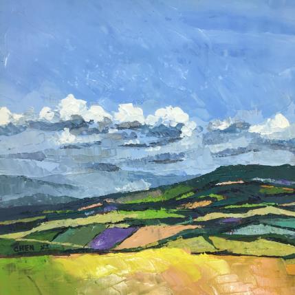 Peinture PAYSAGE DU LUBERON AOUT N°2 par Chen Xi | Tableau Abstrait Huile Paysages