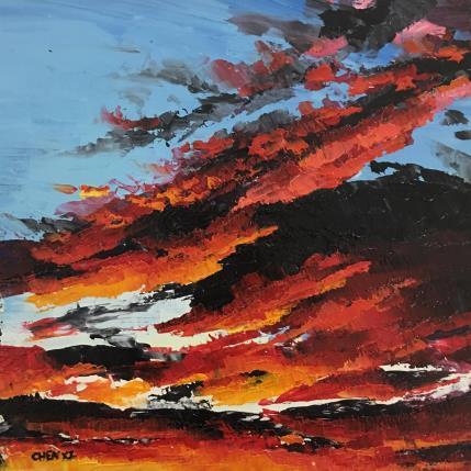 Peinture SUNSET COUCHER DE SOLEIL N12 par Chen Xi | Tableau Abstrait Huile Paysages