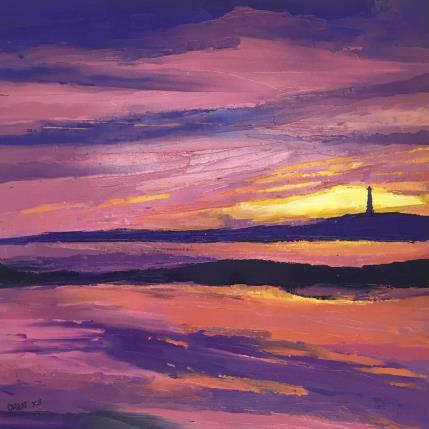 Peinture Coucher de Soleil N°14 par Chen Xi | Tableau Abstrait Huile Paysages