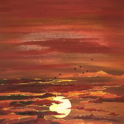 Peinture COUCHER DE SOLEIL N32 par Chen Xi | Tableau Abstrait Huile Paysages