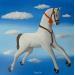Peinture White Horse par Trevisan Carlo | Tableau Surréalisme Animaux Huile Acrylique