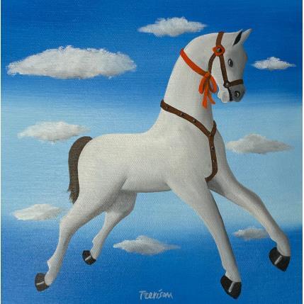 Peinture White Horse par Trevisan Carlo | Tableau Surréalisme Acrylique, Huile Animaux