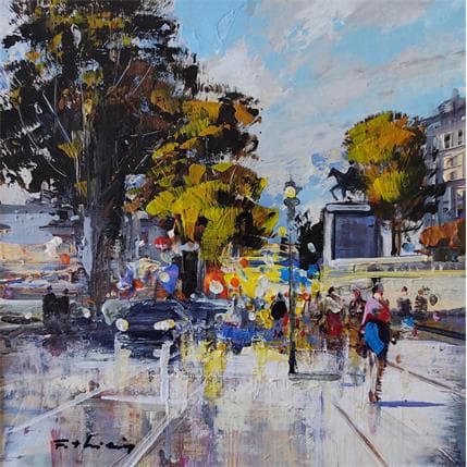 Painting Quai devant l'Hôtel de ville by Frédéric Thiery | Painting Figurative Acrylic Urban