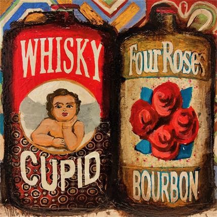 Peinture botellas 5 par Villanueva Puigdelliura Natalia | Tableau Figuratif Huile Natures mortes