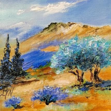 Peinture lubéron provence par Lyn | Tableau Figuratif Huile Paysages