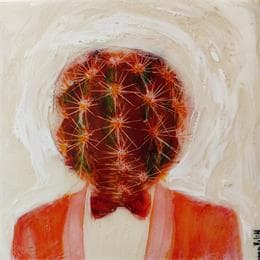 Peinture El mayordomo cactus par Bofill Laura | Tableau Surréalisme Acrylique, Bois, Résine Portraits