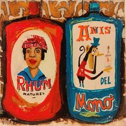 Painting botellas 3 by Villanueva Puigdelliura Natalia | Painting Figurative Oil Still-life