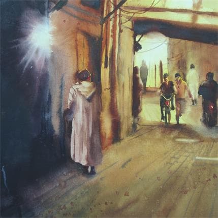 Peinture Dans le labyrinthe de la Médina par Abbatucci Violaine | Tableau Figuratif Aquarelle Scènes de vie