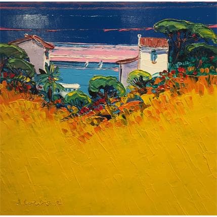 Painting Eté ensoleillé by Corbière Liisa | Painting Figurative Oil Landscapes