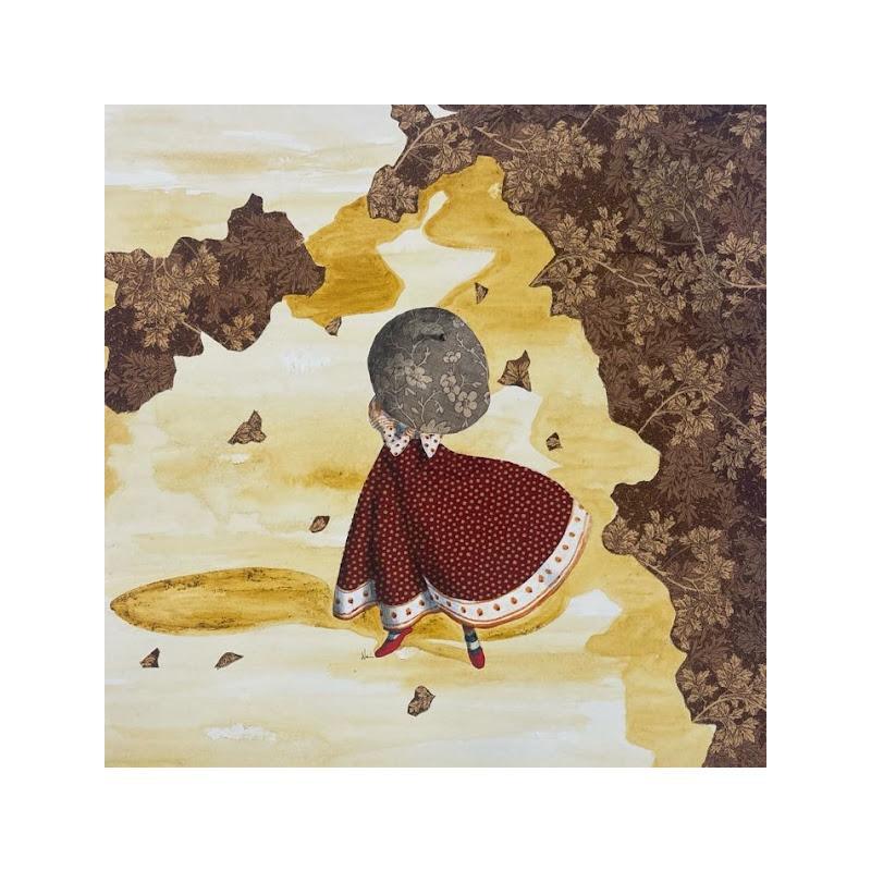 Peinture Il vento delle castagne par Nai | Tableau Surréalisme Aquarelle Textile