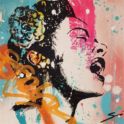 Peinture Billie Holiday par Mestres Sergi | Tableau Pop-art Graffiti Icones Pop