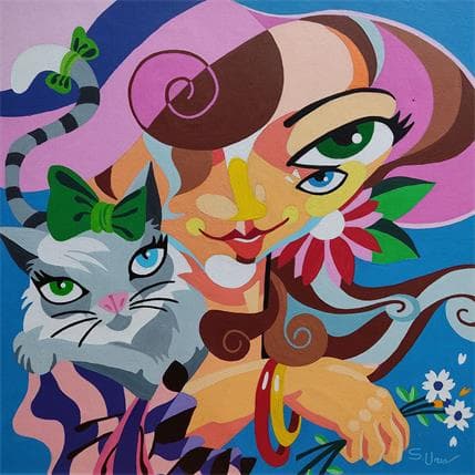 Peinture LA MASCOTA par S.Uria | Tableau Figuratif Acrylique Portraits