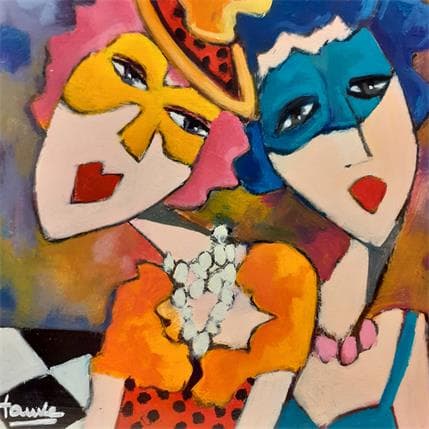 Peinture Bal masqué par Fauve | Tableau Figuratif Huile Scènes de vie