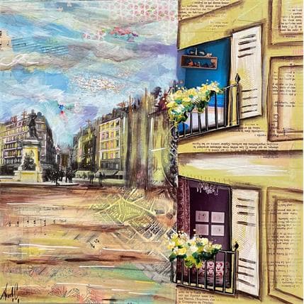 Peinture La rotisserie de la place par Aud C | Tableau Figuratif Urbain