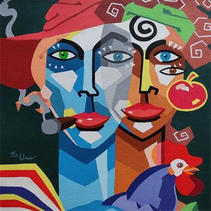 Peinture EL CANTO par S.Uria | Tableau Figuratif Acrylique Portraits