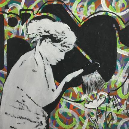 Peinture a white flower par Di Vicino Gaudio Alessandro | Tableau Street Art Acrylique, Graffiti scènes de vie