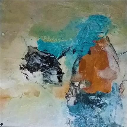 Peinture Pétale d'Azur 1 par Han | Tableau Abstrait Minimaliste