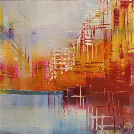 Pintura AU BORD DU LAC por Levesque Emmanuelle | Pintura Abstract Oil Urban